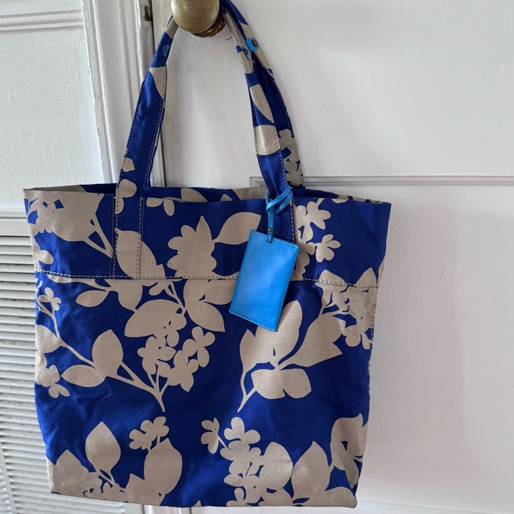 Gap Floral Blue And Cream Tote Bag View 2
